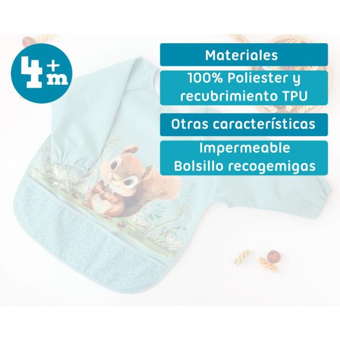 KioKids Babero Impermeable con Mangas Ardilla Verde Little Sauvages +4 meses 5 KioKids Babero Impermeable con Mangas Ardilla Verde Little Sauvages +4 meses 5