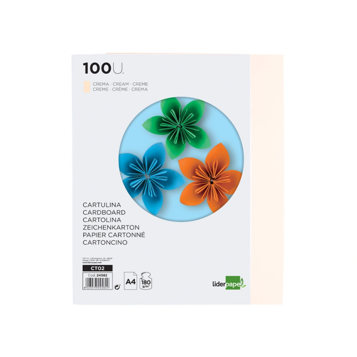 Liderpapel Cartulina A4 180g/m2 Crema Paquete de 100 Hojas 2 Liderpapel Cartulina A4 180g/m2 Crema Paquete de 100 Hojas 2