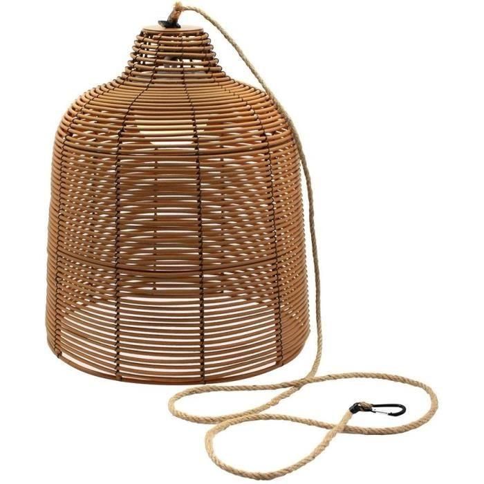 Lámpara colgante nómada - LUMISKY - HANG BOHEME - H35 cm - Poliratán con cuerda - LED blanco cálido y blanco regulable Lámpara colgante nómada - LUMISKY - HANG BOHEME - H35 cm - Poliratán con cuerda - LED blanco cálido y blanco regulable