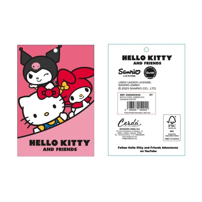 Cerdá Sudadera Cotton Brushed Hello Kitty Kuromi Talla 8 Años Negro 8