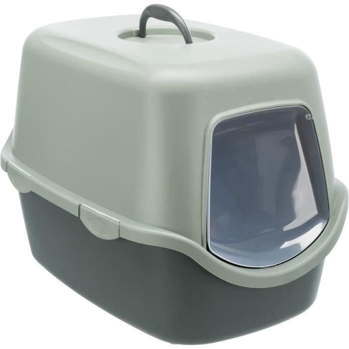 TRIXIE Caja de arena Vico - Tapa - Reciclado - 40 × 40 × 56 cm - Antracita y gris verdoso