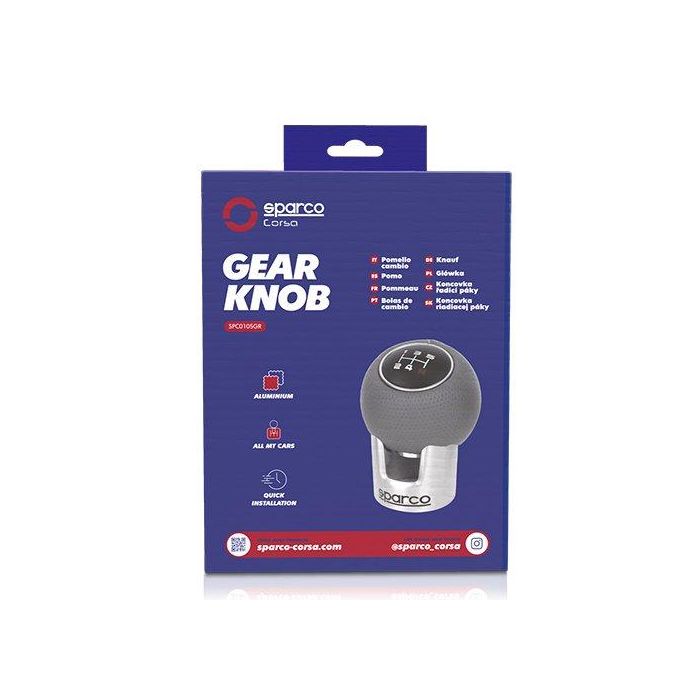 Sparco Pomo Lazio SPC0105GR Cromado Gris Aluminio y Polipiel Diseño Deportivo 4