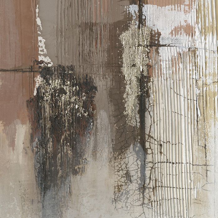 DKD Home Decor Cuadro Moderno Abstracto Azul Marron 2.4 x 100 x 100 cm (2 Unidades) Pintado a Mano Lienzo Pino 2