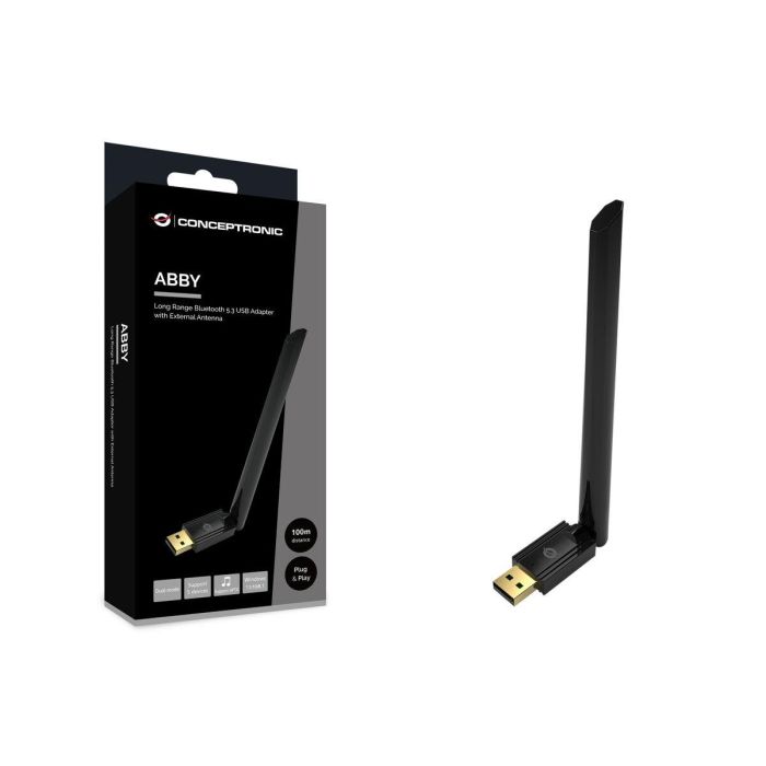 Conceptronic Adaptador Bluetooth 5.3 EDR USB Con Antena Externa 100M Hasta 5 dispositivos 12