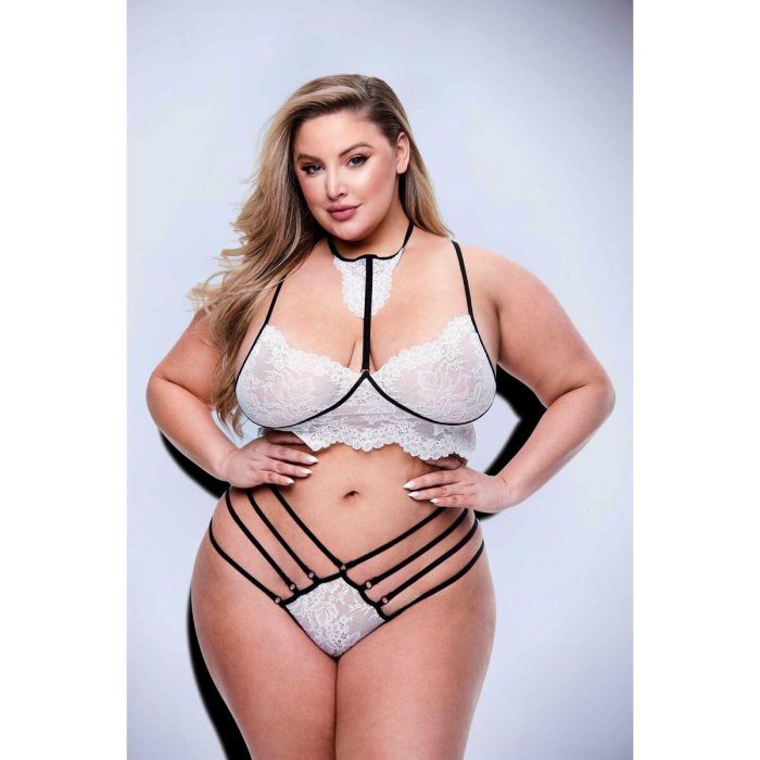 Conjunto de Lencería Baci Lingerie Strappy Lace Blanco Negro/Blanco 2 Piezas (Queen) 3 Conjunto de Lencería Baci Lingerie Strappy Lace Blanco Negro/Blanco 2 Piezas (Queen) 3