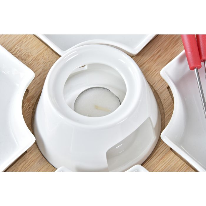 DKD Home Decor Fondue Rojo Blanco 26.5 x 1.5 x 26.5 cm Set de 10 Piezas Gres Bambu 2 DKD Home Decor Fondue Rojo Blanco 26.5 x 1.5 x 26.5 cm Set de 10 Piezas Gres Bambu 2