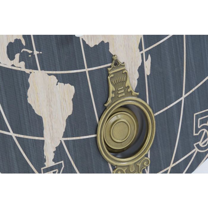 DKD Home Decor Reloj de Pared Vintage Mapamundi, Beige y Negro, de MDF y Metal, 8x58x58 cm, Pack de 2 Unidades 2