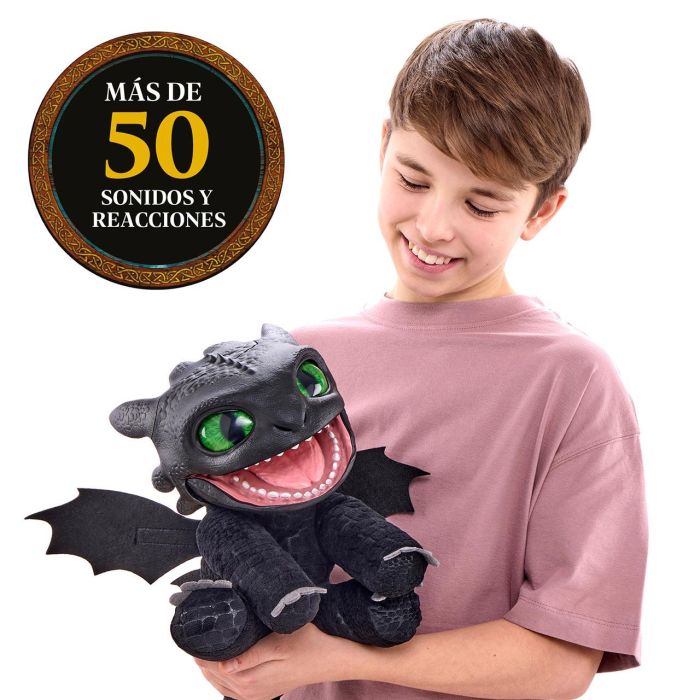 Figura dragon interactivo toothless puppetronic con 75 sonidos y reacciones. 32,5x27,5x32,5 cm 2