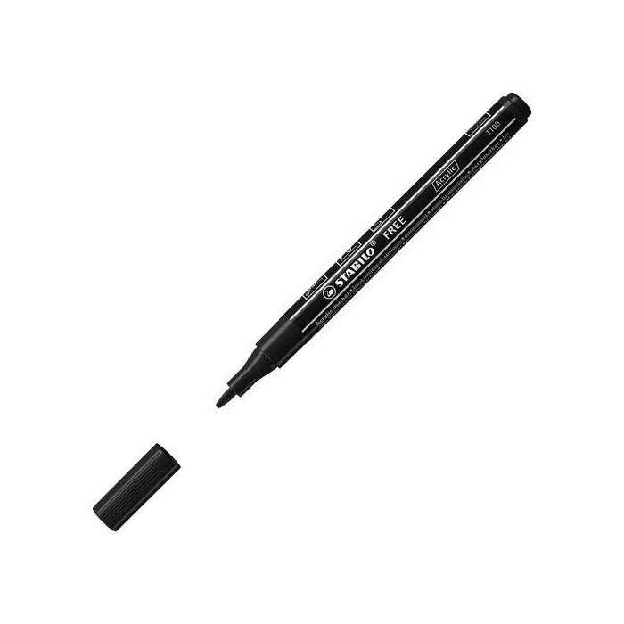 Marcador Acrylic Stabilo Free T100 Arty Line 1-2 Mm Negro (746) 5 unidades