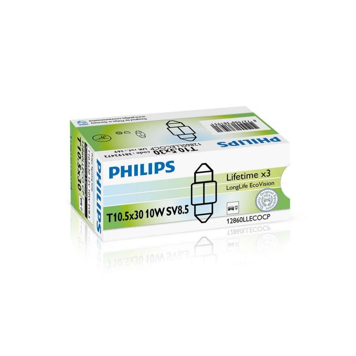 Philips Festoon 10,5x30 Longlife Ecovision 12 V10 W Sv8,5 Cp | 10 Unidades MTECPH 12860LLECOCP Philips Festoon 10,5x30 Longlife Ecovision 12 V10 W Sv8,5 Cp | 10 Unidades MTECPH 12860LLECOCP