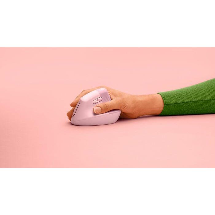 LOGITECH Raton Inalambrico 6 botones Ergonomico, Vertical, Videojuegos color Rosa 2