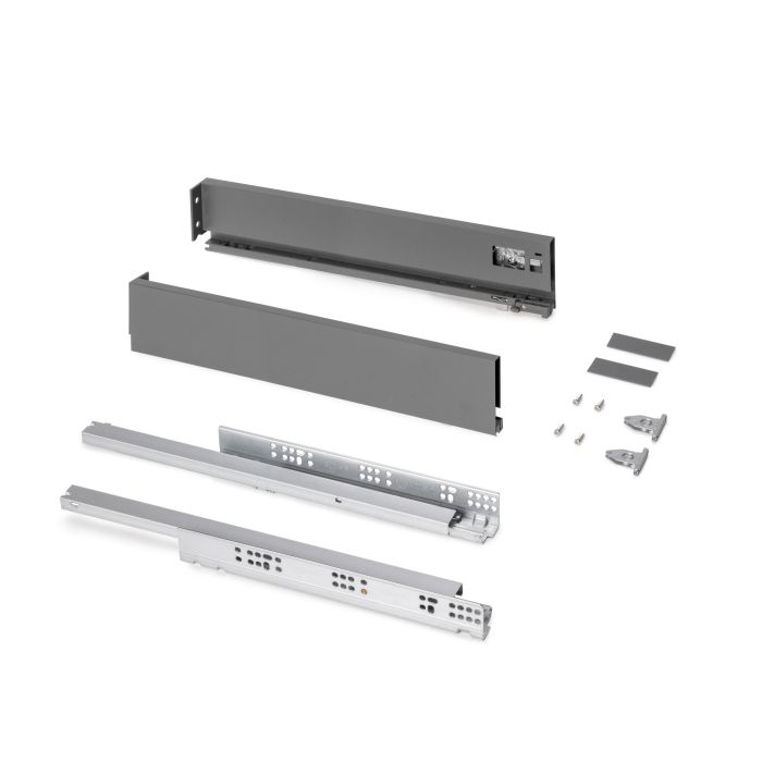 Emuca Cajón exterior Protone 30kg con guías de extracción total y cierre suave, Altura 93mm, profundidad 500mm, Acero, Gris antracita 0 Emuca Cajón exterior Protone 30kg con guías de extracción total y cierre suave, Altura 93mm, profundidad 500mm, Acero, Gris antracita 0