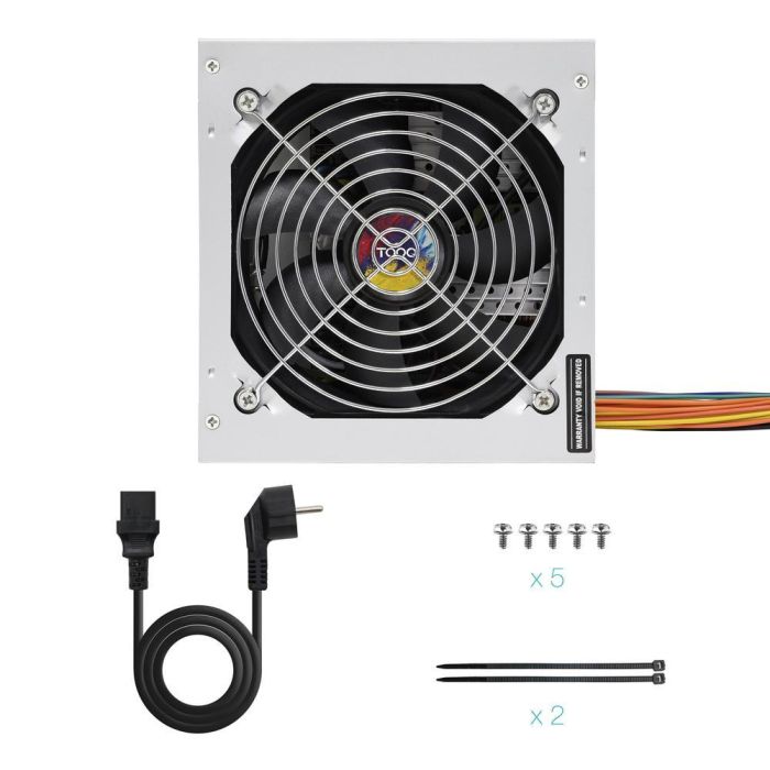 TooQ TQAPOLO-550SP Fuente de Alimentación PC 550W ATX 20+4 pines, PFC Activo, 78% Eficiencia, Ventilador 12cm, Plata 6