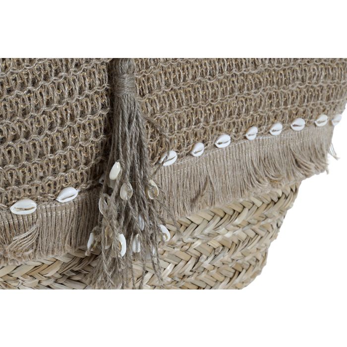 DKD Home Decor Bolso Mediterraneo Natural 15 x 51.5 x 53 cm Seagrass Yute Conchas Hecho a Mano 1