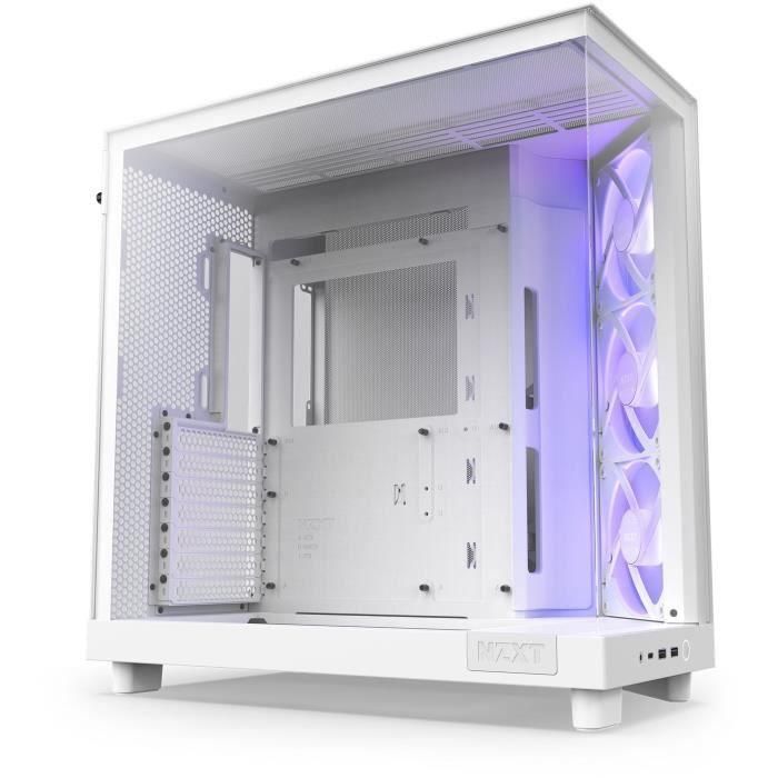 NZXT NZX1701163059982 Caja de torre media H6 Flow RGB de doble cámara con ventiladores RGB incluidos, color blanco 2 NZXT NZX1701163059982 Caja de torre media H6 Flow RGB de doble cámara con ventiladores RGB incluidos, color blanco 2