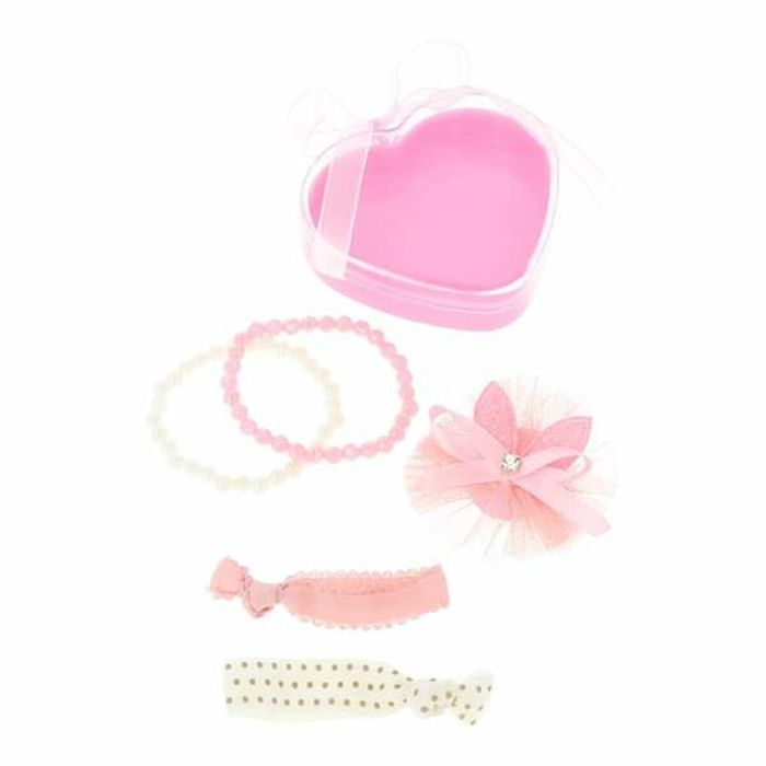 Set de 5 accesorios en cajita corazón (2 pulseras, 2 gomas y gancho para pelo) 1 Set de 5 accesorios en cajita corazón (2 pulseras, 2 gomas y gancho para pelo) 1
