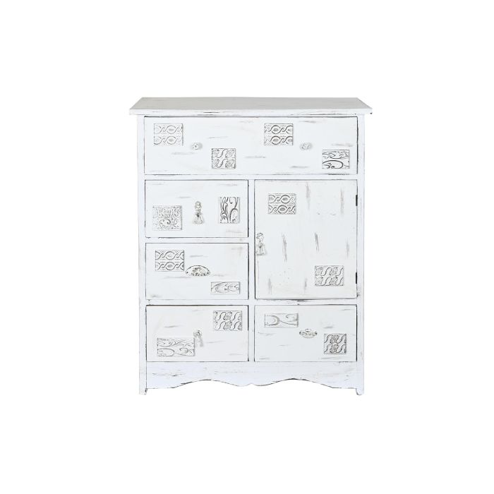 DKD Home Decor Cajonera Romántica de Madera Blanca con 5 Cajones y 1 Puerta (38 cm Fondo x 78 cm Ancho x 102 cm Alto) 7 DKD Home Decor Cajonera Romántica de Madera Blanca con 5 Cajones y 1 Puerta (38 cm Fondo x 78 cm Ancho x 102 cm Alto) 7