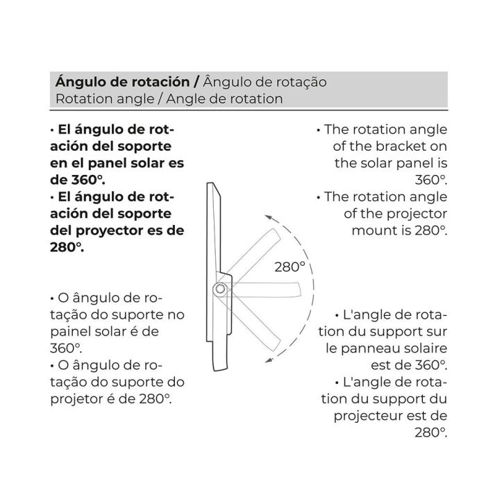 Foco proyector led solar 200w 1500lm 6500k luz fria ip65 edm 5