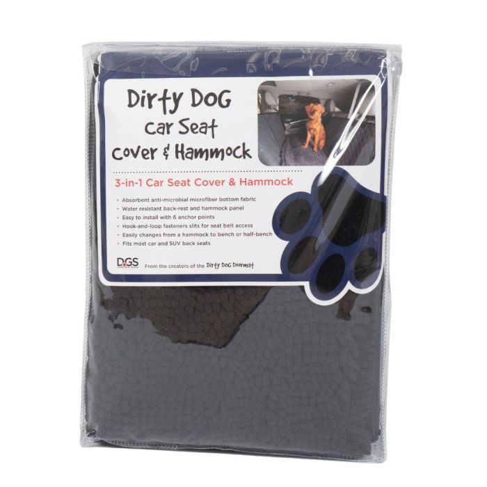 Dog Gone Smart Funda Protectora de Asiento para Coche de Perros Dirty Dog Microfibra, Altamente Absorbente, Anti-Suciedad y Pelos, Negro 137x55 cm