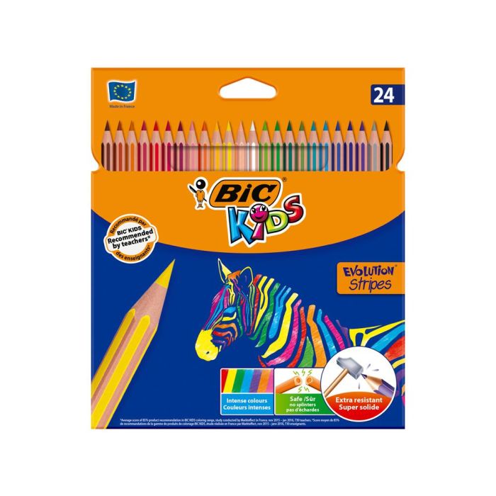 Bic Lápices De Colores Kids Evolution Stripes C-Surtidos Estuche 24 Ud 1