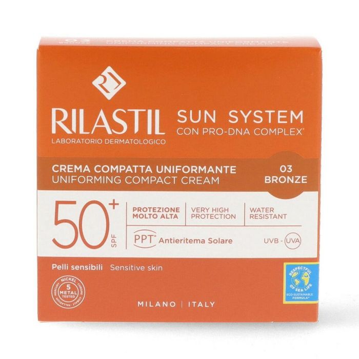 Rilastil SUN SYSTEM Crema Compacta SPF50+ Tono Bronce - Fotomaquillaje, Protector Solar Muy Alto, Unifica Tono, 10g 3