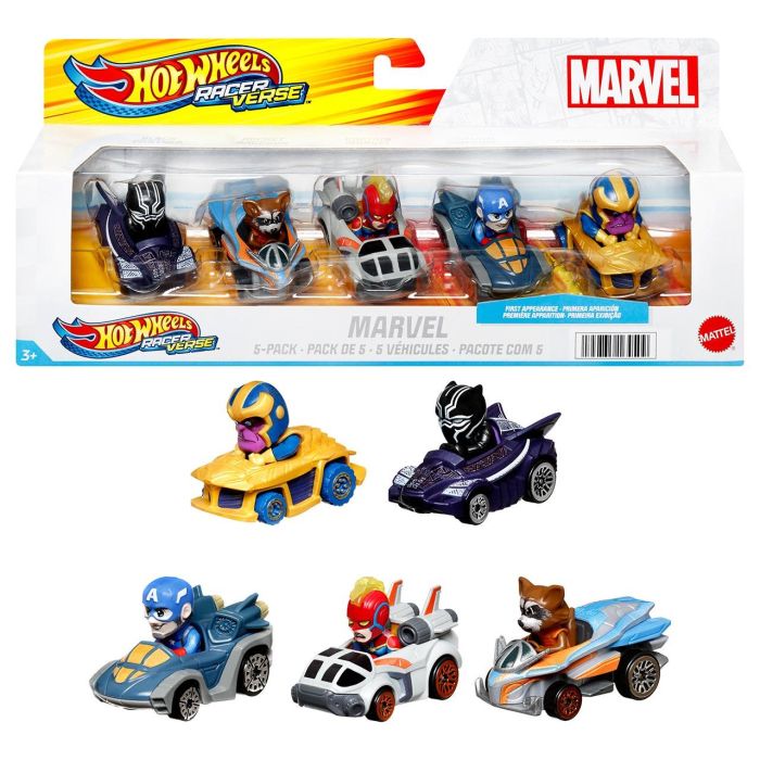 Hot Wheels Pack 5 Coches Marvel Racerverse Hpn40 Mattel