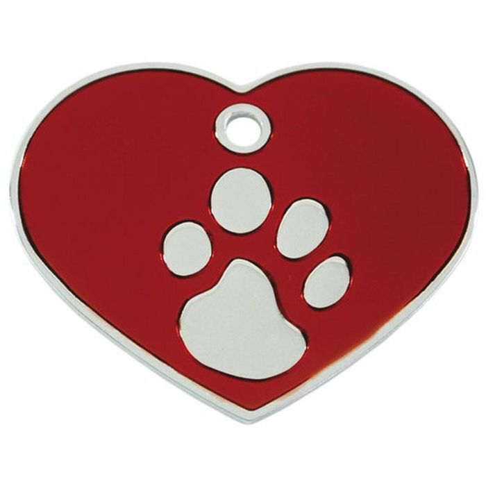 Placa identificativa para collar Imarc Heart Rojo Plateado 1