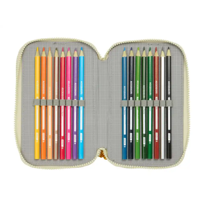 Plumier Triple Mufasa Verde Beige 12,5 x 19,5 x 5,5 cm 37 Piezas 4