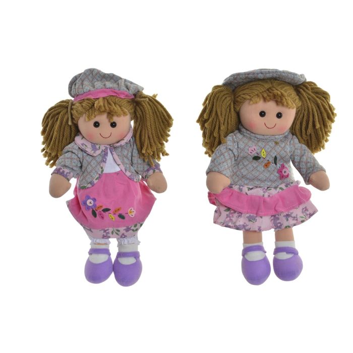 DKD Home Decor Muñeca Kids Rosa Lila 15 x 35 x 24 cm (4 Unidades)