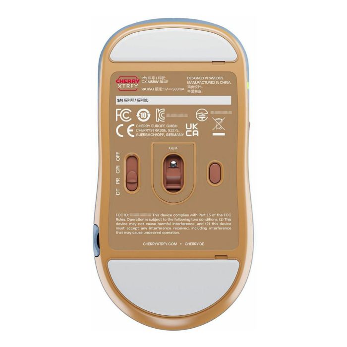 Cherry M68 Wireless Ratón RF inalámbrico 26000 DPI Azul 75h Batería Recargable USB-C 6