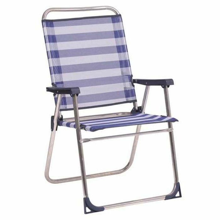 Silla playa aluminio fija con respaldo alto color a rayas 57x89x60 cm