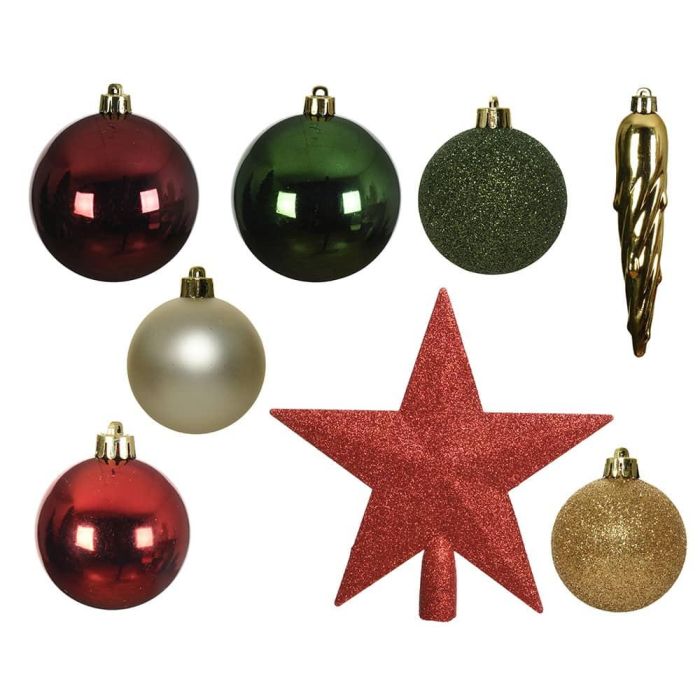 Accesorios para decorar el árbol de navidad. colores: verde, dorado y rojo, 33 piezas 1
