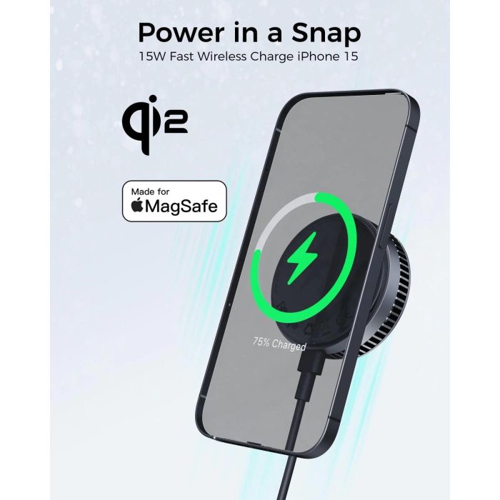 AUKEY LC-G10 Cargador Inalámbrico Magnético Qi2 MagFusion GameFrost para Teléfono Móvil, Corriente Alterna, Negro 4