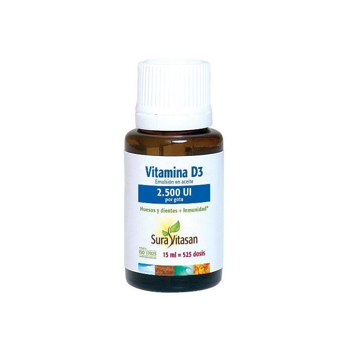 SURA VITASAN Vitamina D3 2.500 UI 15ml - Contribuye al mantenimiento de huesos y sistema inmunitario