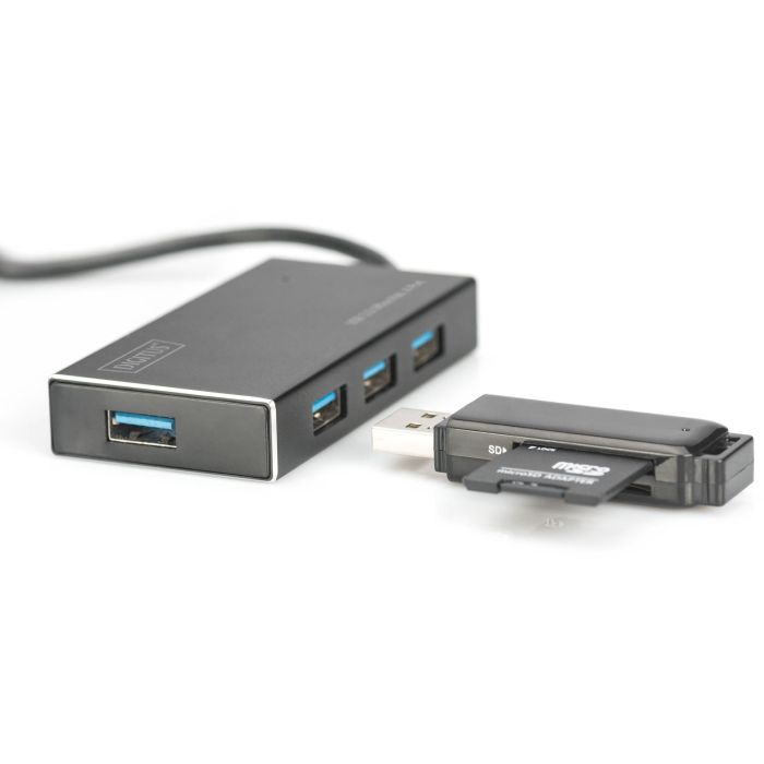 Digitus Hub USB 3.0 de 4 Puertos, USB 3.2 Gen 1 Tipo-A, 5000 Mbit/s, Negro, Aluminio, 1.2m 1