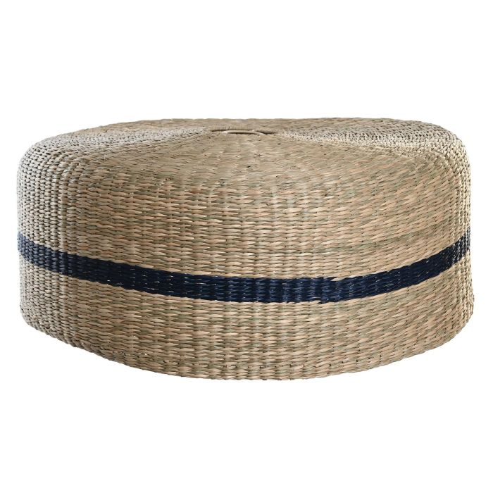 DKD Home Decor Pantalla de Lámpara Boho Seagrass Bicolor Natural y Azul Marino 55x55x22 cm