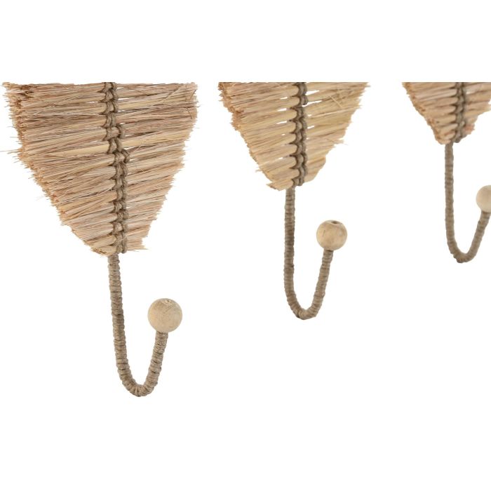 Perchero Pared Tropical DKD Home Decor Natural 4 x 26 x 12 cm Set de 3 (2 Unidades) 1 Perchero Pared Tropical DKD Home Decor Natural 4 x 26 x 12 cm Set de 3 (2 Unidades) 1