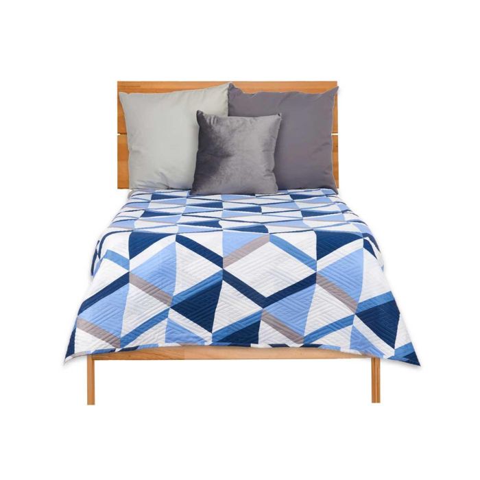 Colcha Cama Reversible 180X260 Triangulos Azules Giftdecor (6 Unidades) 1 Colcha Cama Reversible 180X260 Triangulos Azules Giftdecor (6 Unidades) 1