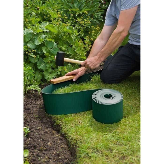 NATURAL Borde de jardín de polipropileno - Grosor 3 mm - H 15 cm x 10 m - Verde 5 NATURAL Borde de jardín de polipropileno - Grosor 3 mm - H 15 cm x 10 m - Verde 5