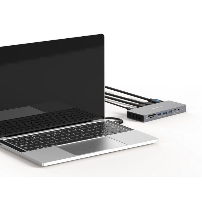 Sandberg Docking Station USB-C 13 en 1 Pro para Portátil, 100W PD, 4K HDMI/DP, Ethernet, USB 10Gbps, Lector SD, Audio 3
