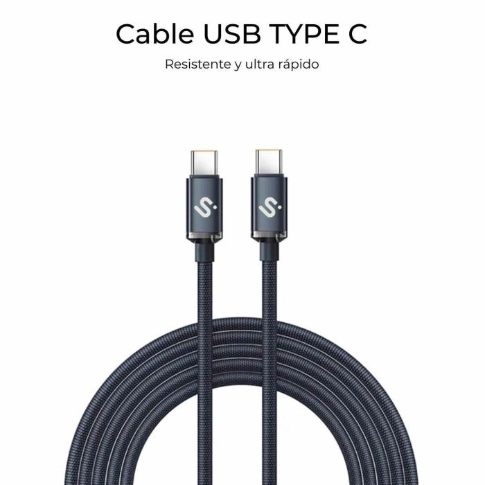Cable USB-C a USB-C Subblim OPTIMUS Negro 1 m 12 Cable USB-C a USB-C Subblim OPTIMUS Negro 1 m 12