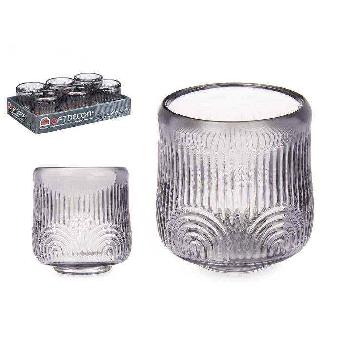 Portavela Circulo Raya Grd Gris Giftdecor 9X9CM (12 Unidades) Portavela Circulo Raya Grd Gris Giftdecor 9X9CM (12 Unidades)