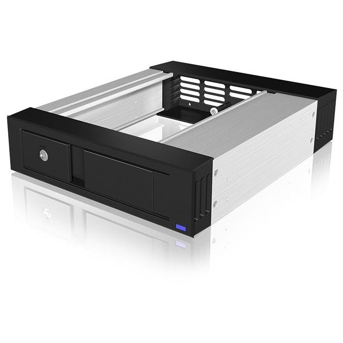 ICY BOX Wechselrahmen 1xSATA/SAS 3.5" a 1xSATA Host en bahía 5.25" EasySwap sin bandeja, Aluminio/Plástico 1