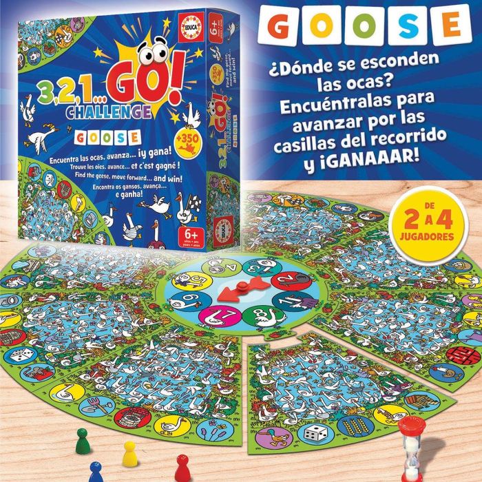 Educa 19420 3,2,1 Go Challenge - Juego de Mesa Clásico de la Oca y Agudeza Visual Multilingüe para Niños y Familias +6 años 1 Educa 19420 3,2,1 Go Challenge - Juego de Mesa Clásico de la Oca y Agudeza Visual Multilingüe para Niños y Familias +6 años 1