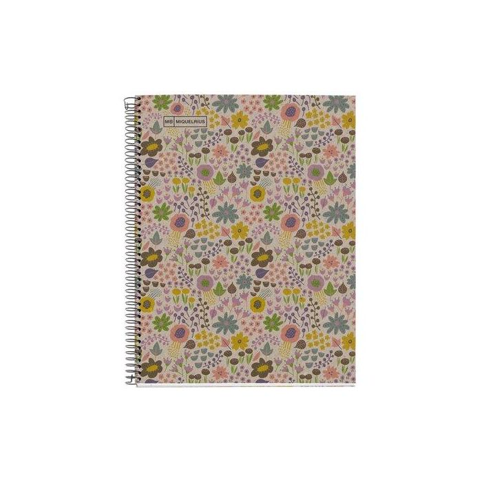 Bloc Miquelrius Eco Design Notebook 1 Micro.Tapa Dura A4 80H 80G Cuadric.5X5 Ecoflowers (Set de 5)