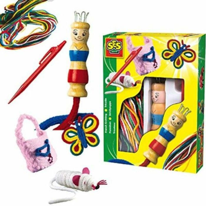 Ses Creative Tricotin para Tejer Lana y Hilos - Kit Completo con Hilos de Varios Colores, Juguete Creativo para Manualidades y Desarrollo Infantil