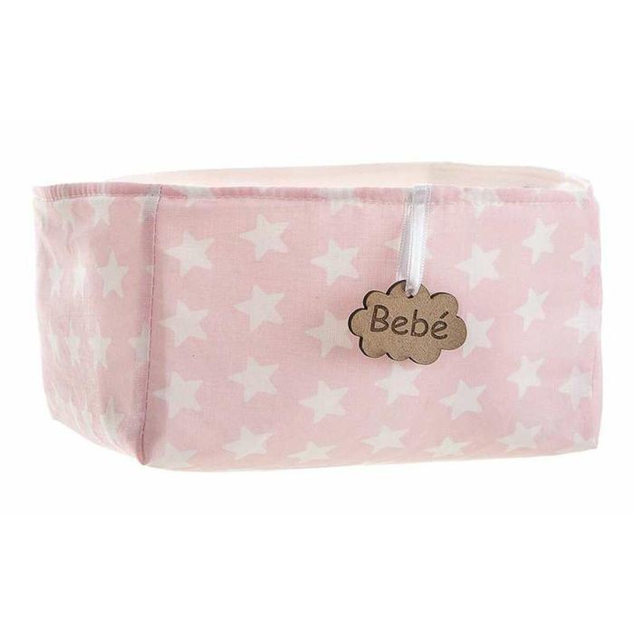 Cesta pequeña estrellas rosa 18 x 15 x 10,5 cm Cesta pequeña estrellas rosa 18 x 15 x 10,5 cm