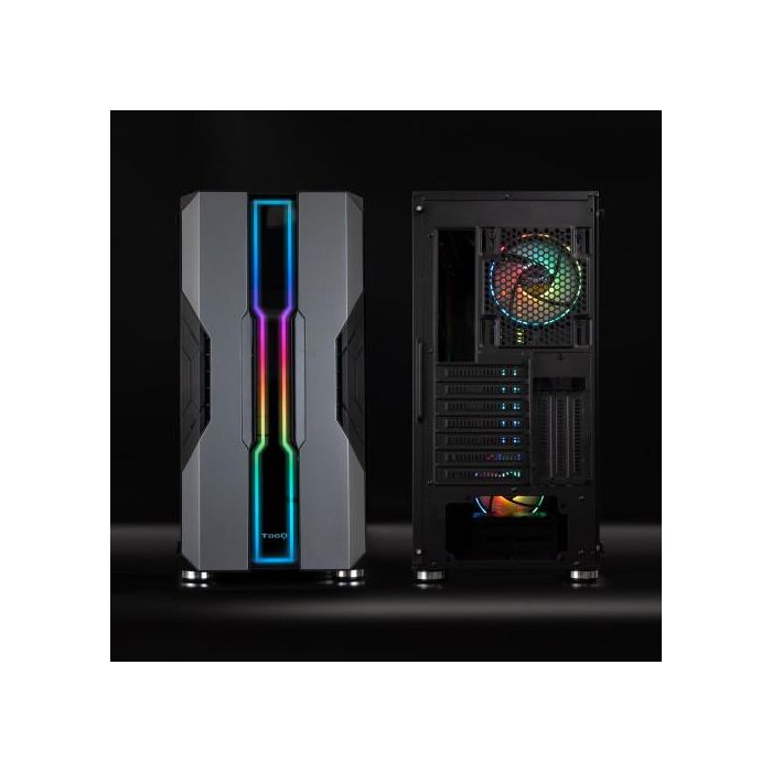Tooq Caja Semitorre Gaming TQGCC103-B Nightcity Negra con Panel LED ARGB y Ventana Cristal Templado