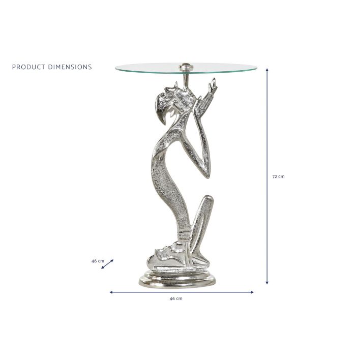 DKD Home Decor Indio Mesita Auxiliar Cristal Plateado Transparente 46 x 72 x 46 cm 4 DKD Home Decor Indio Mesita Auxiliar Cristal Plateado Transparente 46 x 72 x 46 cm 4
