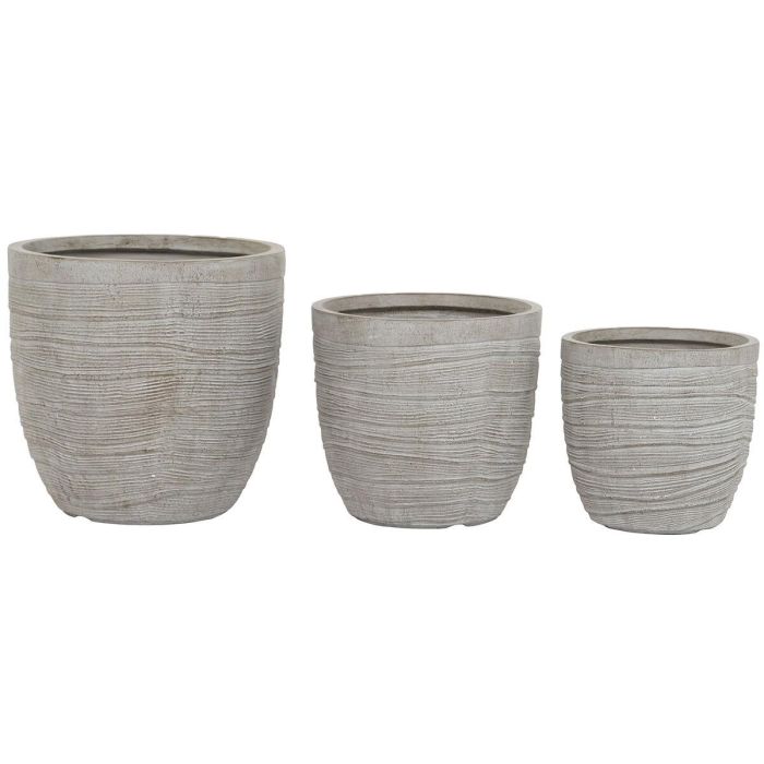 Set de Maceteros Home ESPRIT Beige Fibra de Vidrio Magnesio 45 x 45 x 43 cm (3 Unidades)